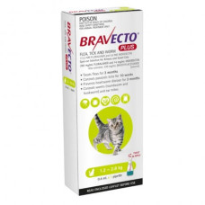 ブラベクトプラス猫用スポットオン(1.2-2.8kg)1本/Bravecto Plus for (1.2-2.8kg) Cats Green Spot On – 1 Pipette ブラベクトプラス猫用スポットオン(1.2-2.8kg)1本/Bravecto Plus for (1.2-2.8kg) Cats Green Spot On – 1 Pipette