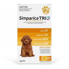 シンパリカ・トリオ（1.25-2.5kg)チュワブル／Simparica Trio 1.3-2.5kg  Yellow 6 chewables